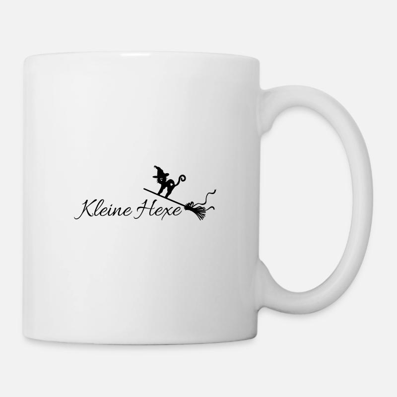 kleine Hexe Katze auf Besen - Tasse - Weiß