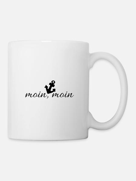wunderschöner anker mit moin, moin - Tasse - Weiß