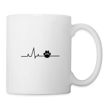Herzschlag Hundepfote - Tasse - Weiß - Rechts