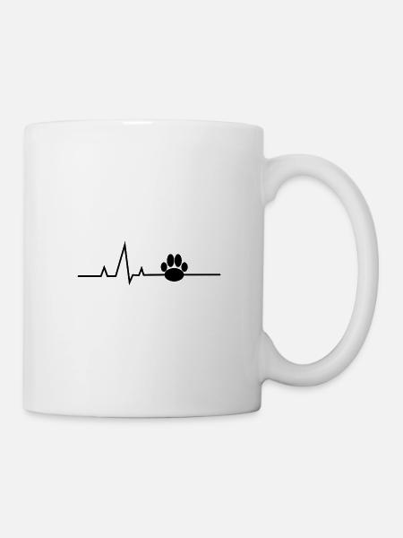 Herzschlag Hundepfote - Tasse - Weiß