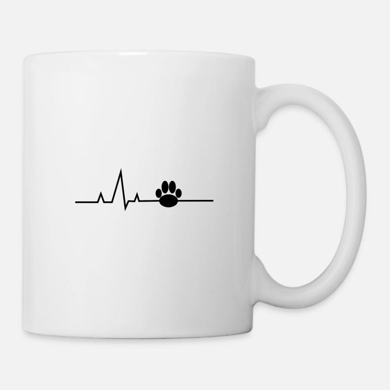 Herzschlag Hundepfote - Tasse - Weiß