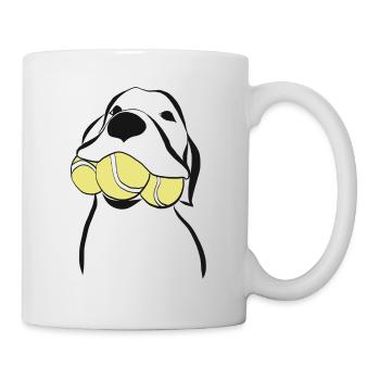Happy dog with tennis balls - Tasse - Weiß - Rechts