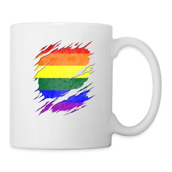 LGBTQ Pride Flag Ripped Reveal - Mug - white - Right