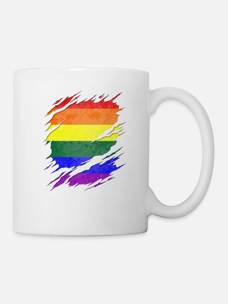 LGBTQ Pride Flag Ripped Reveal - Mug - white