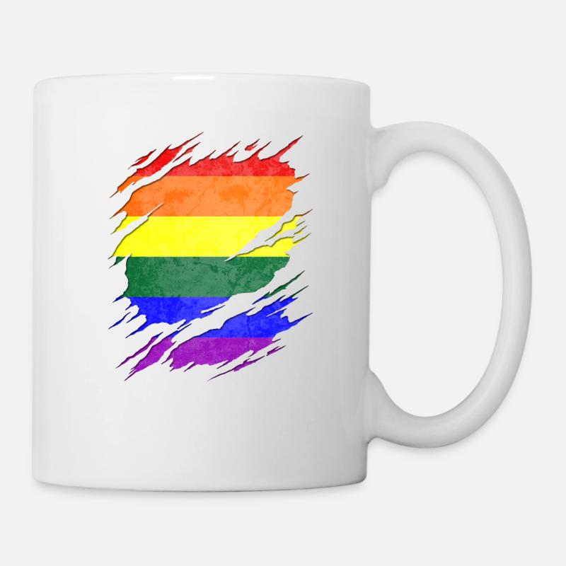 LGBTQ Pride Flag Ripped Reveal - Mug - white