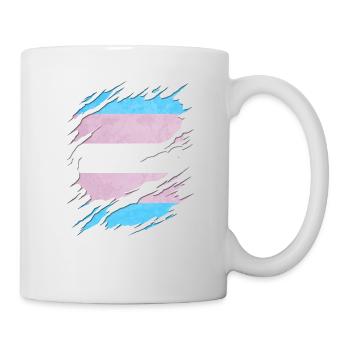 Transgender Pride Flag Ripped Reveal - Mug - white - Right