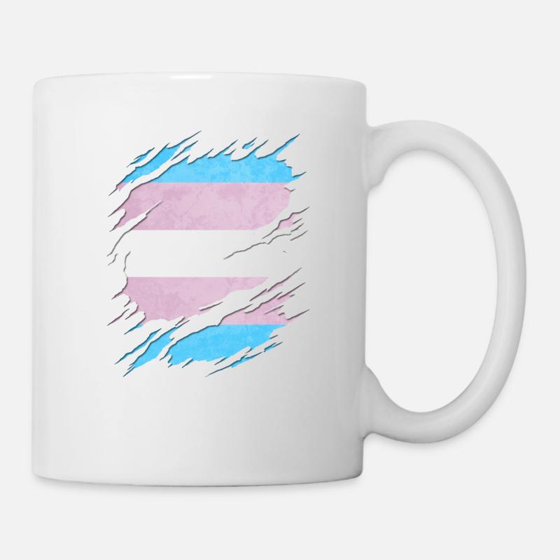 Transgender Pride Flag Ripped Reveal - Mug - white