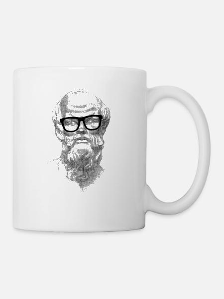 Sokrates Brille Zeichnung Collage - Tasse - Weiß