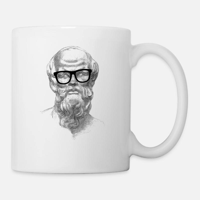 Sokrates Brille Zeichnung Collage - Tasse - Weiß