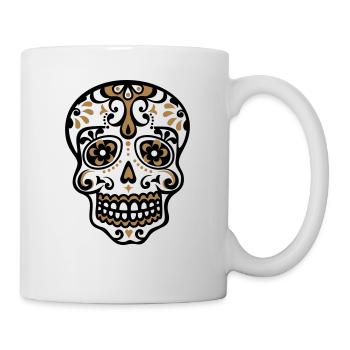 Crâne mexicain, motif floral - Dias de Los Muertos - Mug blanc - blanc - Droite
