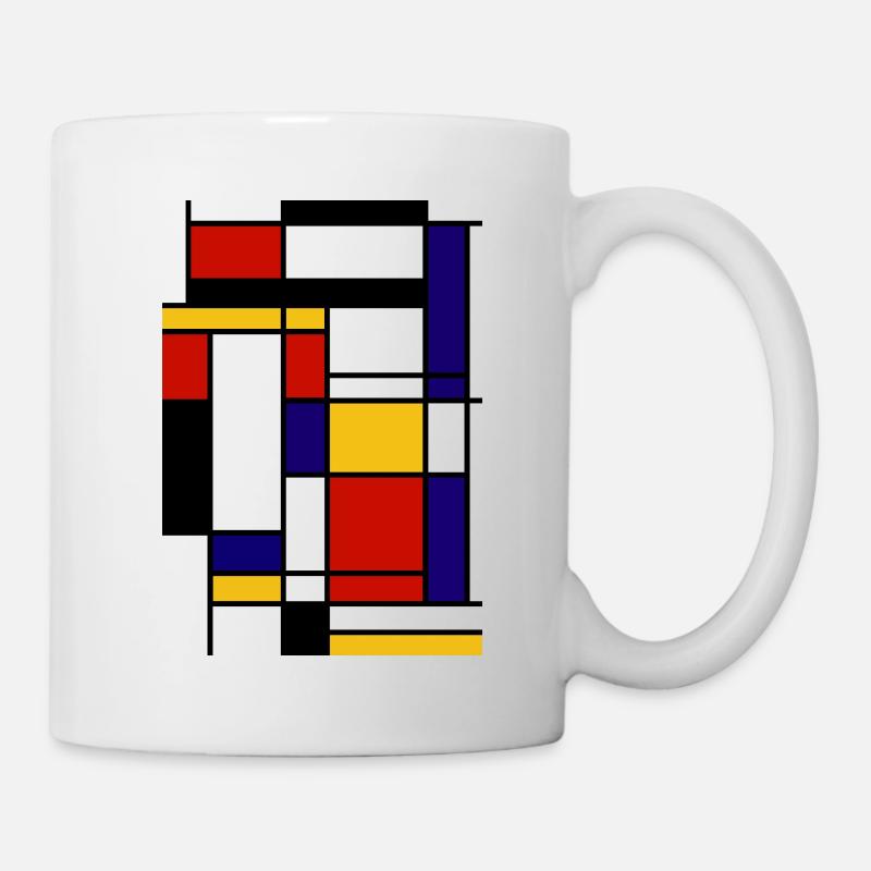 Muster Mondrian Form - Tasse - Weiß