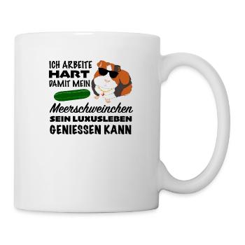 Meerschweinchen Luxus Meeri Rosette Glatthaar - Tasse - Weiß - Rechts
