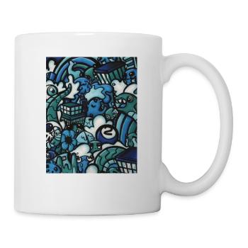 Blaues Kunst-Gekritzel - Tasse - Weiß - Rechts