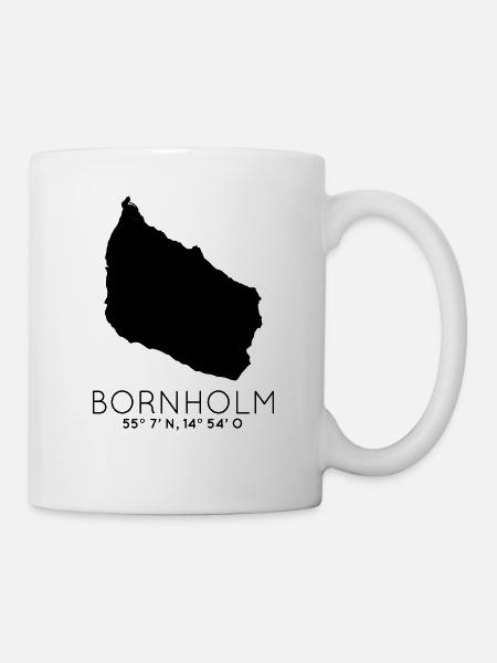 Bornholm Koordinaten Dänemark Insel Urlaub Danmark - Tasse - Weiß