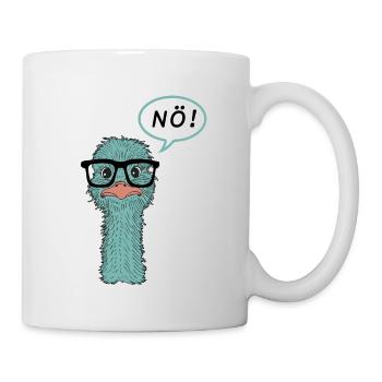 Strauß Brille NÖ! lustig Geschenk Vogel Nerd - Tasse - Weiß - Rechts