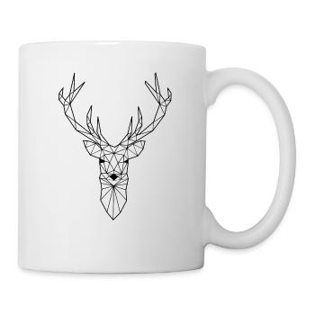 Kunst Hirsch Bock in weiß mit großem Geweih - Tasse - Weiß - Rechts