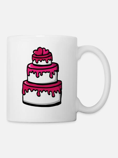 Hochzeitstorte Pink Geschenkidee - Herzen - Tasse - Weiß