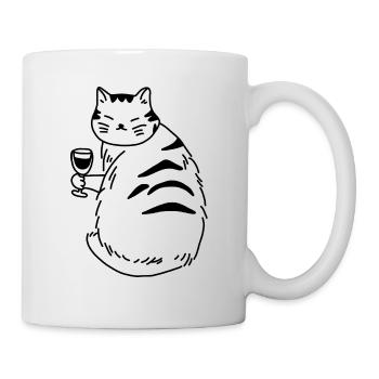 Katze Wein Alkohol - Tasse - Weiß - Rechts