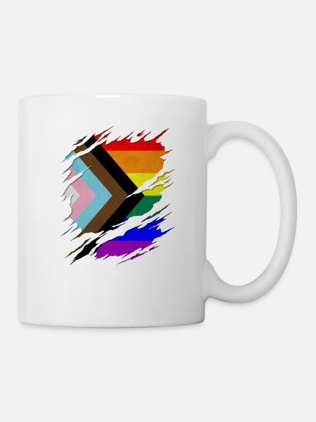 LGBTQ Progress Pride Flag Ripped Reveal - Mug - white
