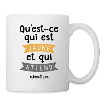 Qu'est-ce qui est jaune et qui attend ? Jonathan - Mug blanc - blanc - Droite