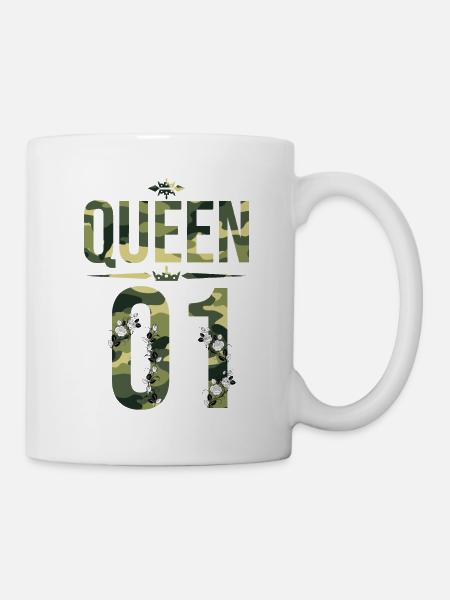 Queen King Queen Pärchenoutfit Familie Flecktarn - Tasse - Weiß