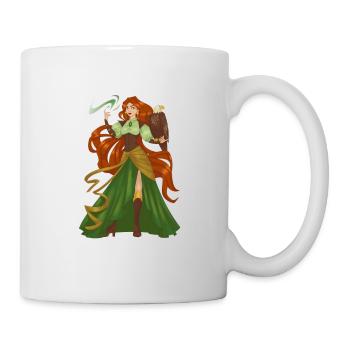 Hexe Rote Haare Vogel hübsche Dame Model Fantasy - Tasse - Weiß - Rechts