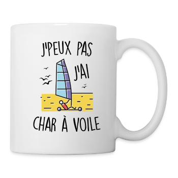 J'peux pas j'ai char à voile - Mug blanc - blanc - Droite
