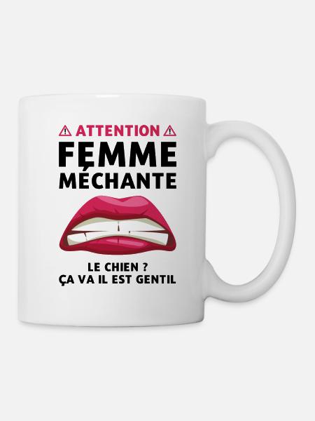 Attention femme méchante - Mug blanc - blanc