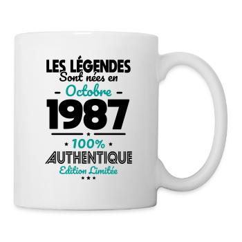 Anniversaire 35 ans - Légendes nées Octobre 1987 - Mug blanc - blanc - Droite