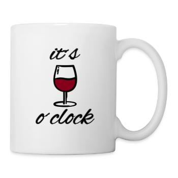 Wine o'clock Lustiges Motiv mit Weinglas - Tasse - Weiß - Rechts