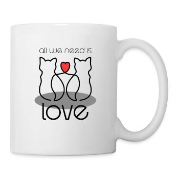 Motiv Süße Katzen mit Herz Form und Spruch - Tasse - Weiß - Rechts
