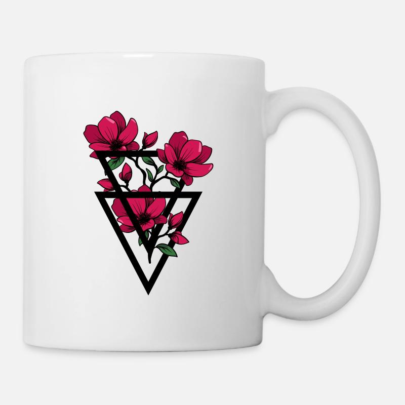 Blumen im Dreieck Formen - Tasse - Weiß