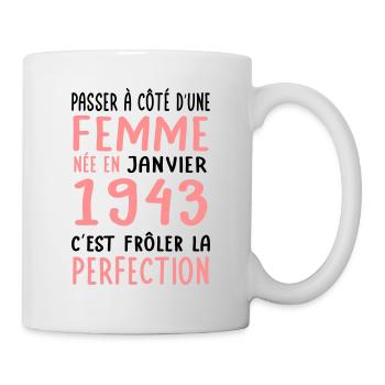 Anniversaire 81 ans - Née en Janvier 1943 - Mug blanc - blanc - Droite
