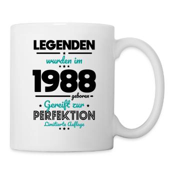 35. Geburtstag - Legenden wurden im 1988 - Tasse - Weiß - Rechts