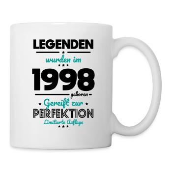 25. Geburtstag - Legenden wurden im 1998 - Tasse - Weiß - Rechts