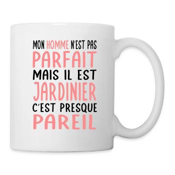 Mon homme n'est pas parfait mais il est jardinier - Mug blanc - blanc - Droite