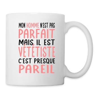 Mon homme n'est pas parfait mais il est vététiste - Mug blanc - blanc - Droite