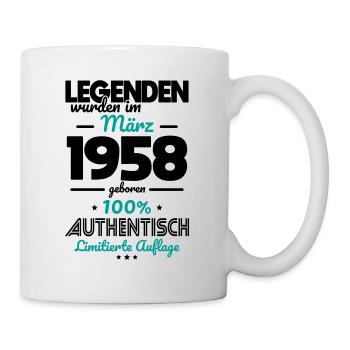 65. Geburtstag - Legenden wurden im März 1958 - Tasse - Weiß - Rechts