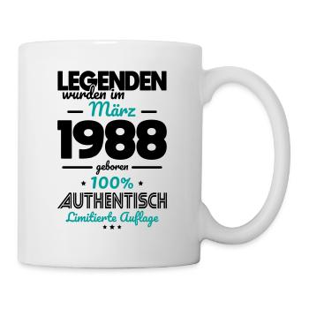 35. Geburtstag - Legenden wurden im März 1988 - Tasse - Weiß - Rechts