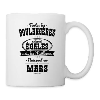 Boulangères égales meilleures naissent en Mars - Mug blanc - blanc - Droite