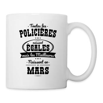 Policières égales meilleures naissent en Mars - Mug blanc - blanc - Droite