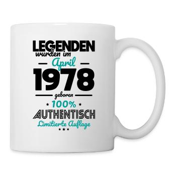 45. Geburtstag - Legenden wurden im April 1978 - Tasse - Weiß - Rechts