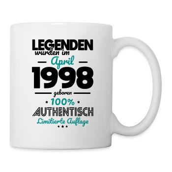 25. Geburtstag - Legenden wurden im April 1998 - Tasse - Weiß - Rechts