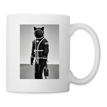 Chat cosmonaute mode et haute couture sur tarmac - Mug blanc - blanc - Droite