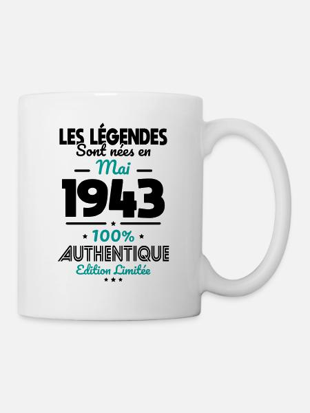 Anniversaire 81 ans - Légendes nées Mai 1943 - Mug blanc - blanc