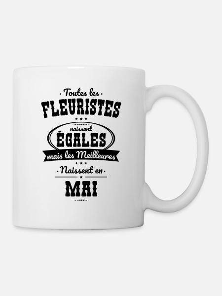 Fleuristes égales meilleures naissent en Mai - Mug blanc - blanc