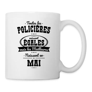 Policières égales meilleures naissent en Mai - Mug blanc - blanc - Droite