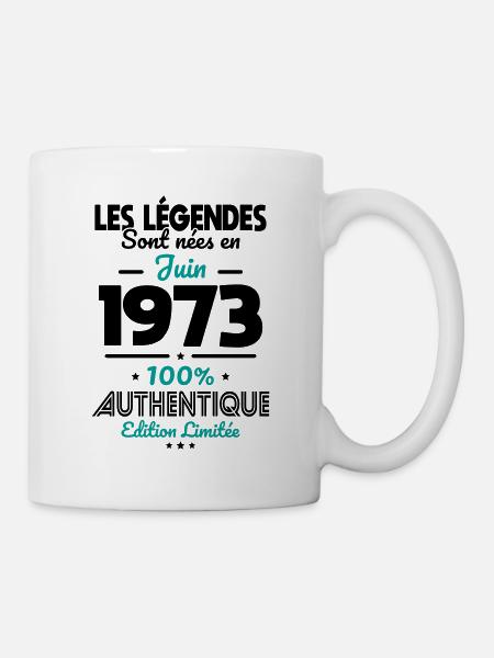 Anniversaire 50 ans - Légendes nées Juin 1973 - Mug blanc - blanc