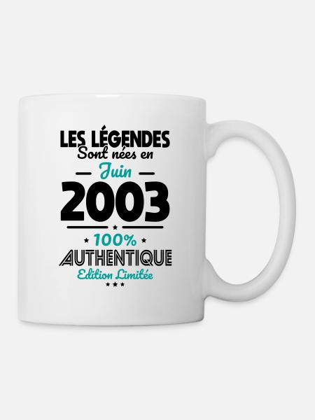 Anniversaire 20 ans - Légendes nées Juin 2003 - Mug blanc - blanc