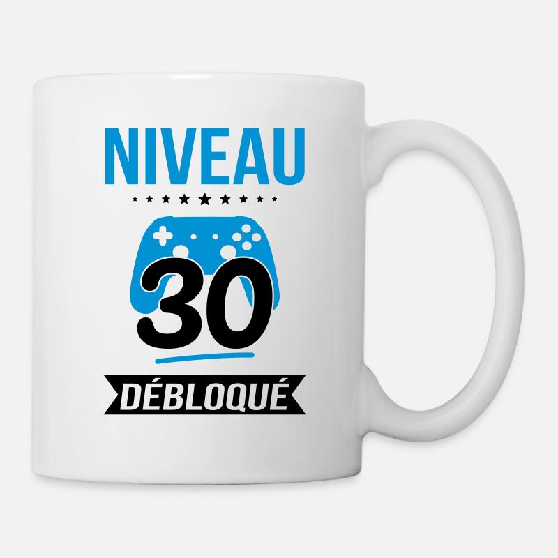 Anniversaire 30 ans - Niveau 30 débloqué - Gamer - Mug blanc - blanc
